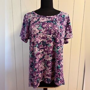 LuLaRoe Floral Purple Women's Tee Top